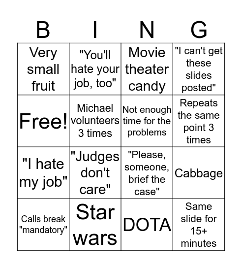 UCC 2 with Professor David Ruiz Bingo Card