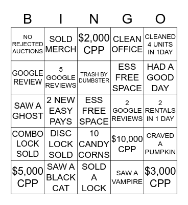 ESS October BINGO Bash  Bingo Card