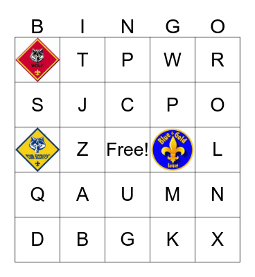Cub Scout Bingo Card