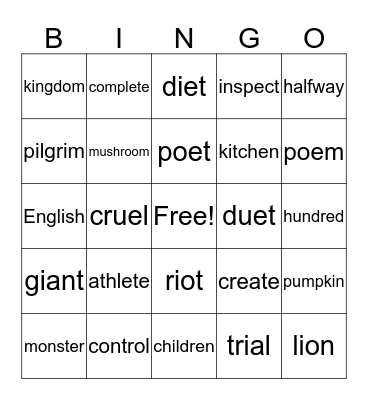Yew Ming's Bingo (#15) Bingo Card