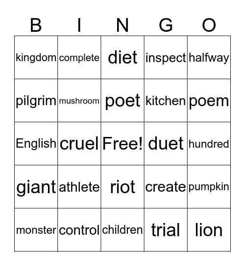Yew Ming's Bingo (#15) Bingo Card
