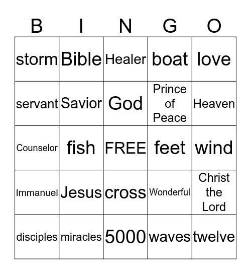 Jesus Bingo Card