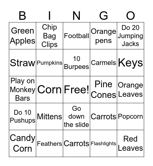 HLCS FALL BINGO Card