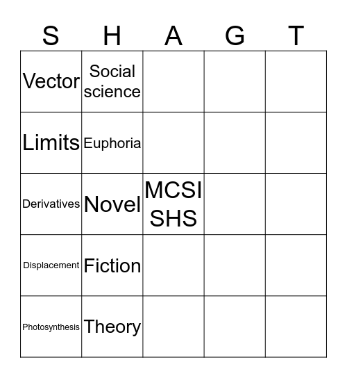 TRACK ATTACK Bingo Card