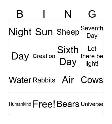 Torah Bingo Card