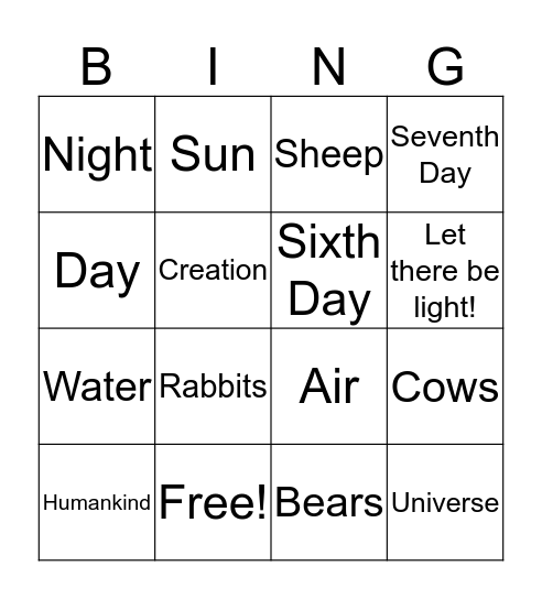 Torah Bingo Card