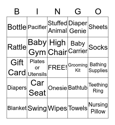 Ryane's Baby Bingo Bonanza Bingo Card