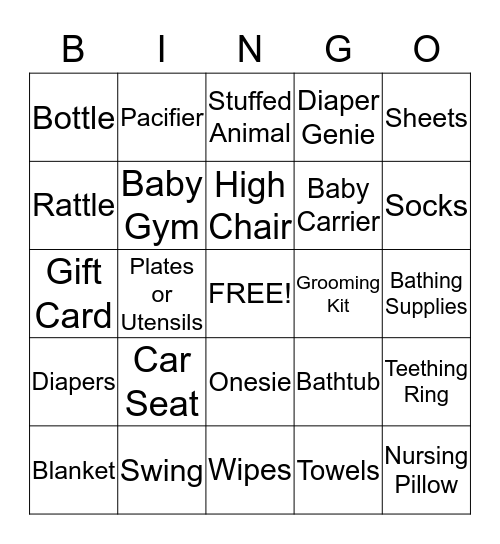 Ryane's Baby Bingo Bonanza Bingo Card