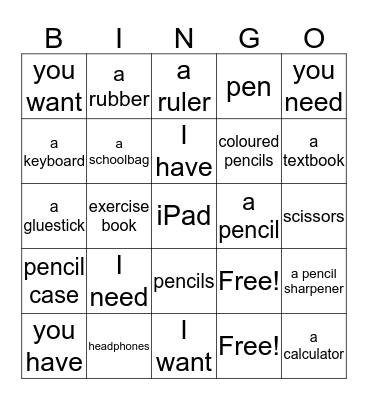 En mi mochila Bingo Card