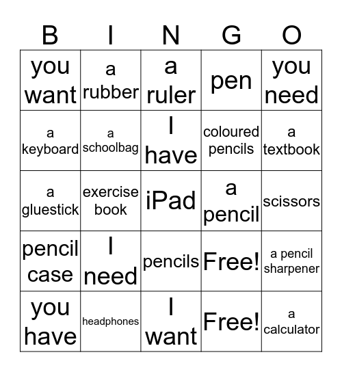 En mi mochila Bingo Card