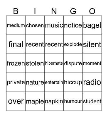 Red 131 Bingo Card