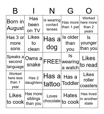 C4K People Bingo Card