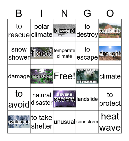 horrible weather Bingo Card