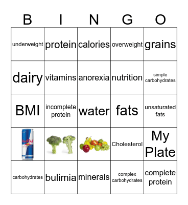 Nutrition Bingo Card