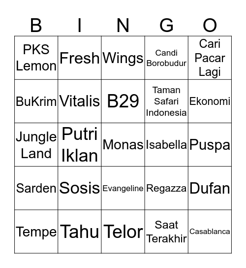 190918 - FDF Bingo Card