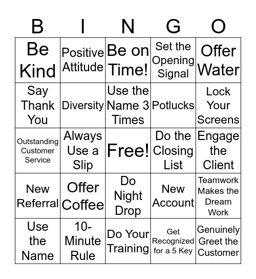 Employee Appreciation Week! Bingo Card