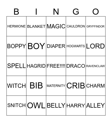 Baby Bingo! Bingo Card