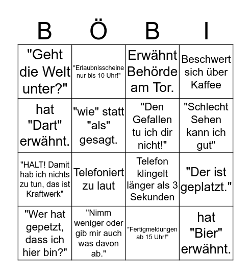 Höbi Bingo Card