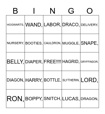 Baby Bingo! Bingo Card