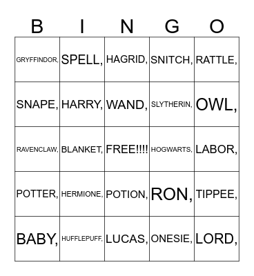 Baby Bingo! Bingo Card