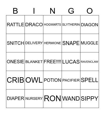 Baby Bingo! Bingo Card