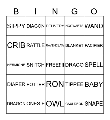 Baby Bingo! Bingo Card