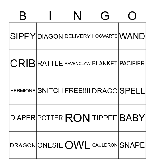 Baby Bingo! Bingo Card