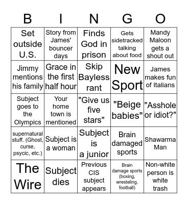 Crime in Sports Bingo Card