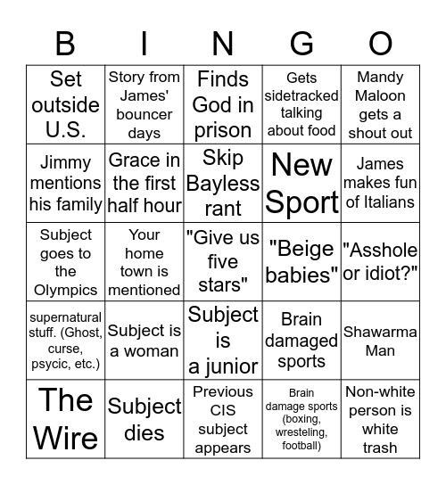 Crime in Sports Bingo Card