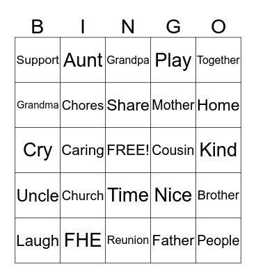 Family Bingo Card