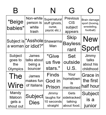Crime in Sports Bingo Card