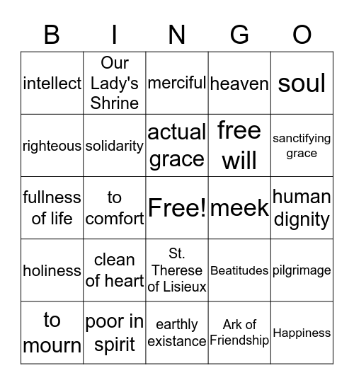 Chapter 2 Bingo Card