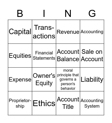 Accounting Bingo Card