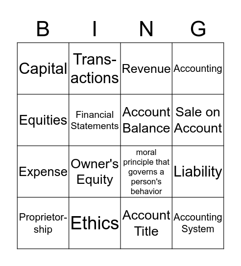 Accounting Bingo Card