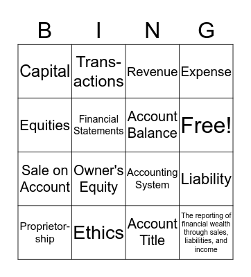 Accounting Bingo Card