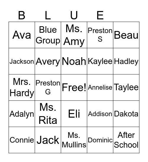 After School Bingo Card