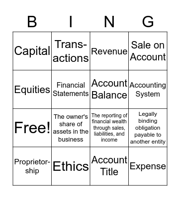 Accounting Bingo Card