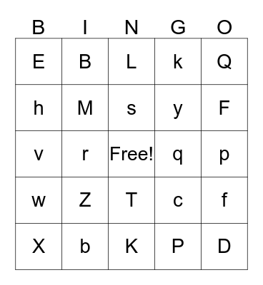 Alphabet Bingo Card