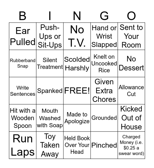 NO PAIN, NO GAIN Bingo Card