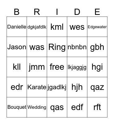 Dlkjglkjg Bingo Card
