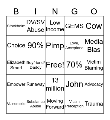 Girls Like Us Bingo Card