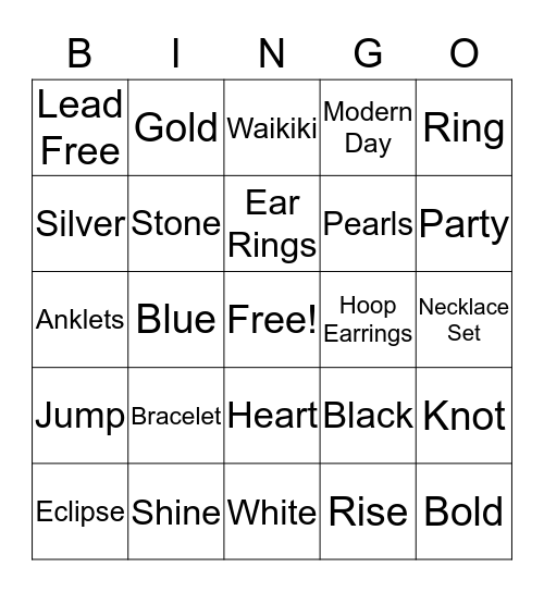 Paparazzi Bingo Card