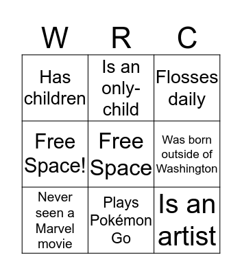 Orientation Bingo Card
