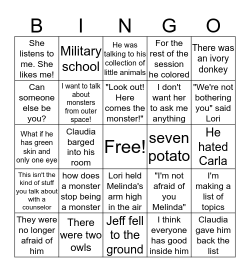 There's a Boy in the Girls' Bathroom: Chapters 22-24 Bingo Card