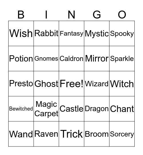 Mystical Bingo Card