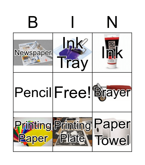 Printmaking Bingo Card