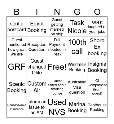 Wednesday BINGO Card