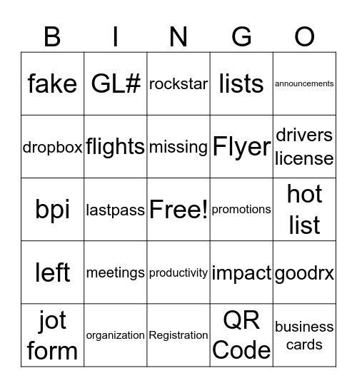 Brook's World Bingo Card