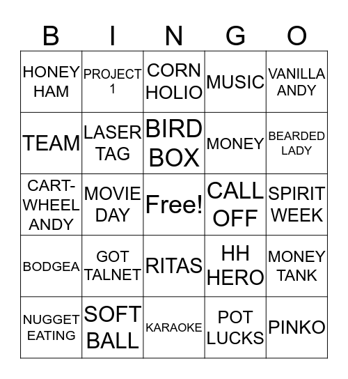 NAVIENT Bingo Card
