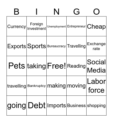 VOCABULARY Bingo Card